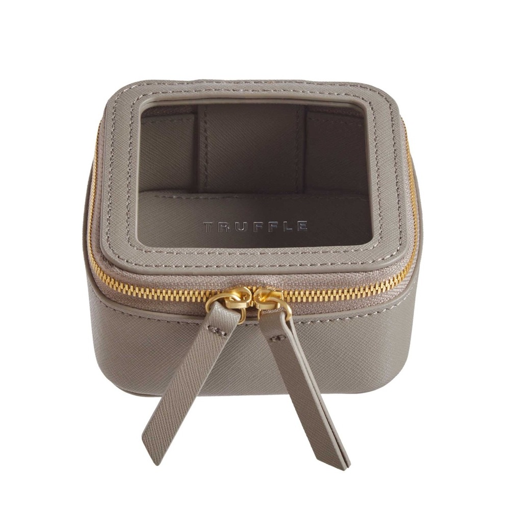 Truffle leather zip case